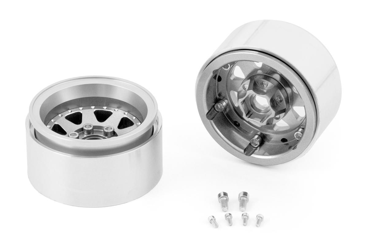 1.9'' Hliníkové beadlock disky offset -10 mm pro 1/10 crawler/expedice stříbrné - 2 ks