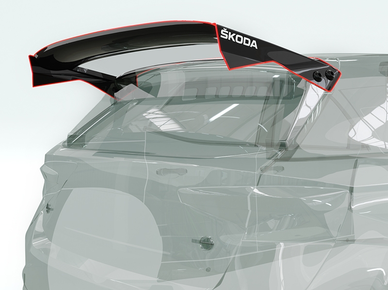 Čiré náhradní křídlo pro ŠKODA Fabia RS Rally2 1/10, extra tvrdé 1,5 mm