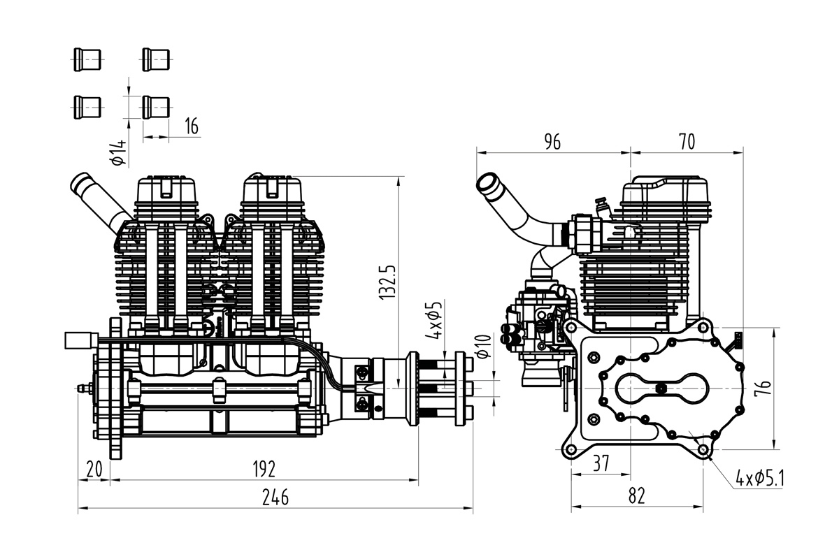 NGH GF60i2 Čtyřtaktní benzinový motor