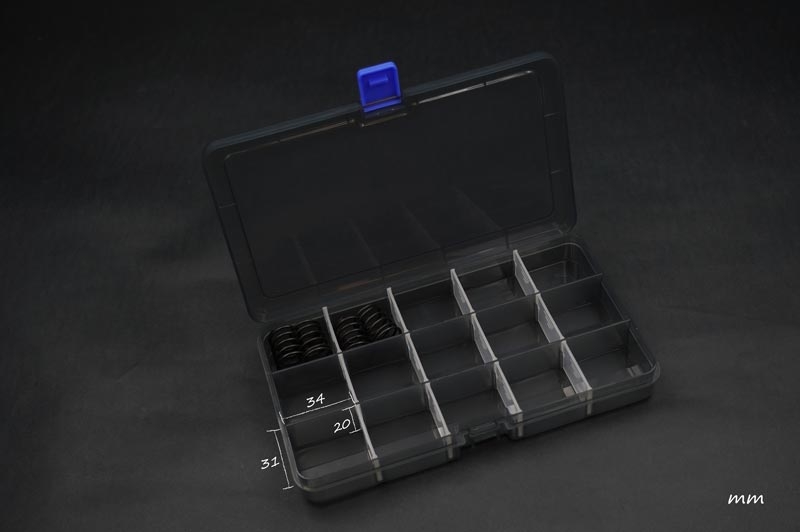 Box na díly 177x102x25 mm (15 přihrádek, vyjímatelné přepážky)