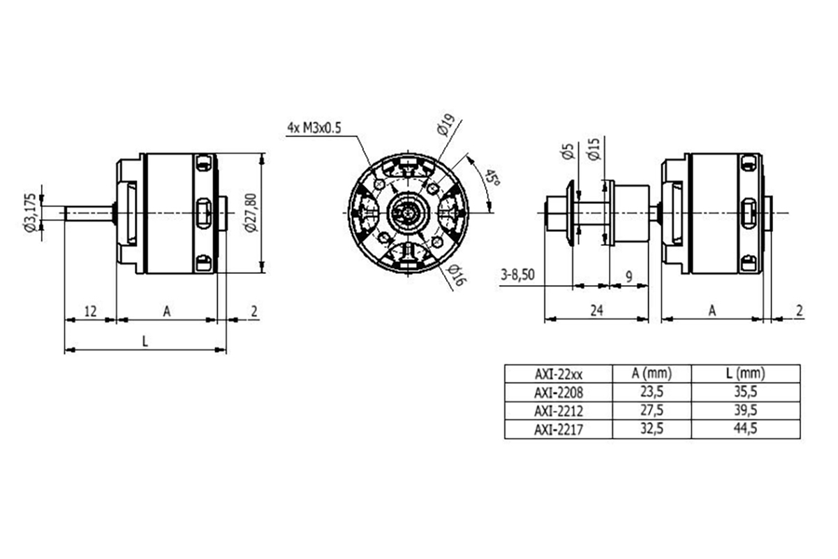 AXI 2212/26 V3 střídavý motor