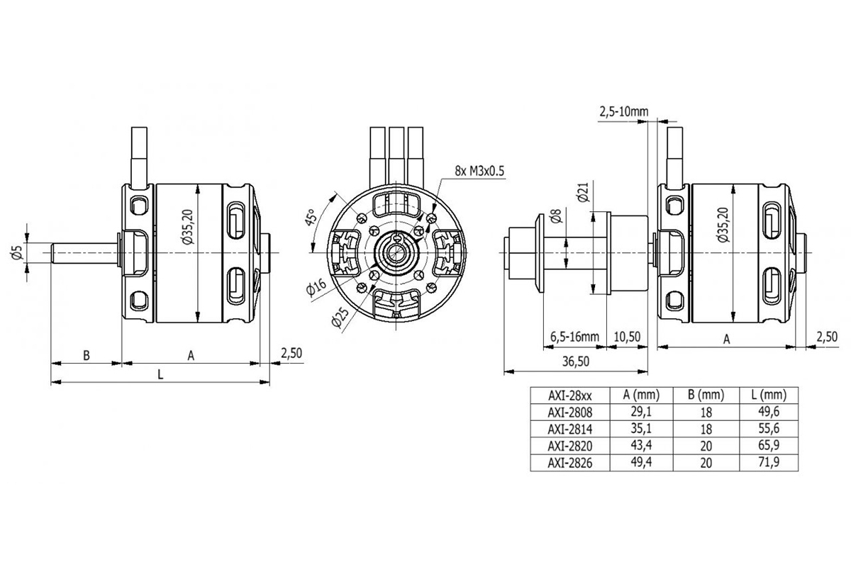 AXI 2820/8 V3 střídavý motor