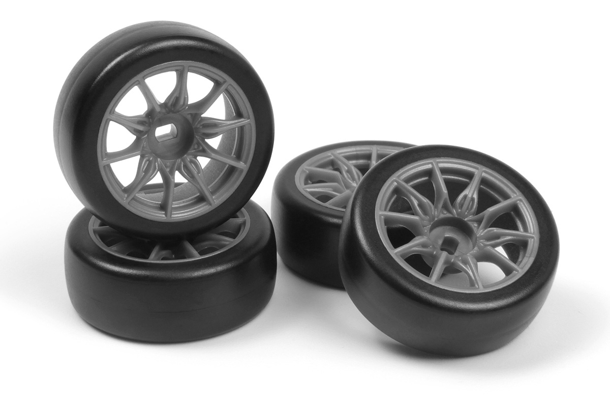 Sada driftových kol vč. pneumatik TSMK5-10 22x11 mm (šedá/4 ks)