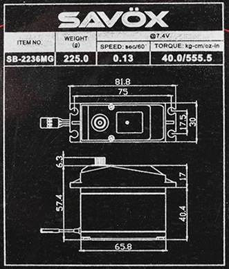 SB-2236MG BRUSHLESS HiVOLT Digitální servo (40kg-0,13s/60°)