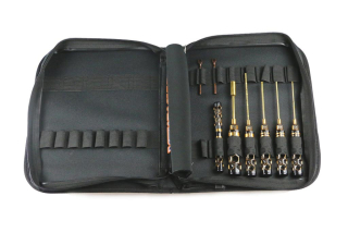 AM TOOLSET FOR 1/10 ELECTRIC TOURING CARS (8PCS) WITH TOOLS BAG BLACK