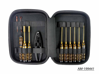 AM TOOLSET FOR 1:10 OFFROAD (12PCS) WITH TOOLS BAG BLACK GOLDEN