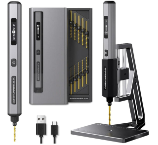 Arrowmax SDS Mini Drill With Alu Case + Benchtop Drill Press (Black)