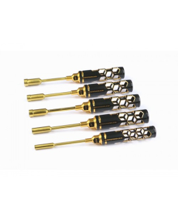 NUT DRIVER SET 3/16, 1/4 ,5/16, 11/32 & 3/8 X 100MM - 5-TEILIG. BLACK