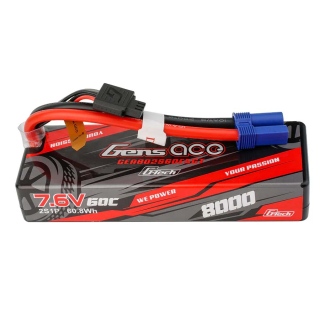 GensAce G-Tech Hard 2S 7.6V-8000-60C 138x46x24mm 334g (XT60)