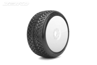 Jetko J One Super Soft Belted 1:8 Buggy Pre-glued White Revo Rims (2)