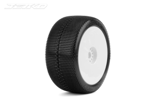 Jetko Desirer Super Soft 1:8 Truggy Pre-glued on White Rims (2)