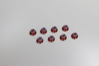 Nylon Lock Flanged Steel Nuts Red M4x5.6mm (8) Kyosho