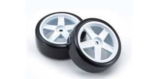 Pre-Glued Drift Tyres FZ02 5-Spoke White 1:10 Fazer 2.0 (2)