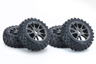 Glued on gun metal rim Tyres (4) (Unpackaged) Kyosho Inferno Neo 3.0