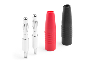 Banánek 4mm Silver pájecí (černý+červený)