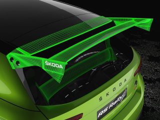 Čiré náhradní křídlo pro ŠKODA Fabia RS Rally2 1/10, extra tvrdé 1,5 mm
