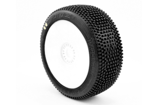 HOT DICES V2 BUGGY S1 (SUPER SOFT) nalepené pneumatiky, bílé disky, 2 ks.