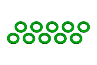 3x6x0,5mm hliníkové podložky zelené, 10 ks.
