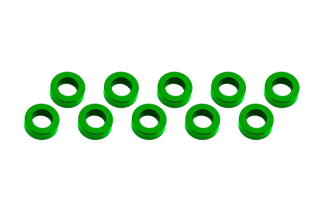 3x6x2mm hliníkové podložky zelené, 10 ks.
