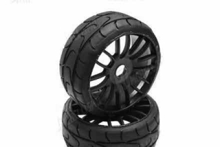 PMT 1/8 GT RALLY 18 "Ultra Soft" směs - nalepené, černé CARBON Q1 tvrdé disky, 2 ks.