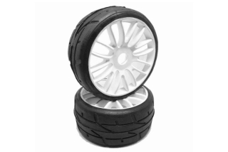 PMT 1/8 GT RALLY 18 "Super Soft" směs - nalepené, bílé Q1 disky, 2 ks.