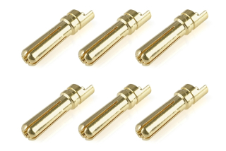 Bullit konektor 4.0mm - samec - s drážkou - pozlacený (6 ks.)