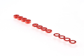 3mm sada podložek červené (0.5mm/1.0mm/2.0mm), 4+4+4 ks.