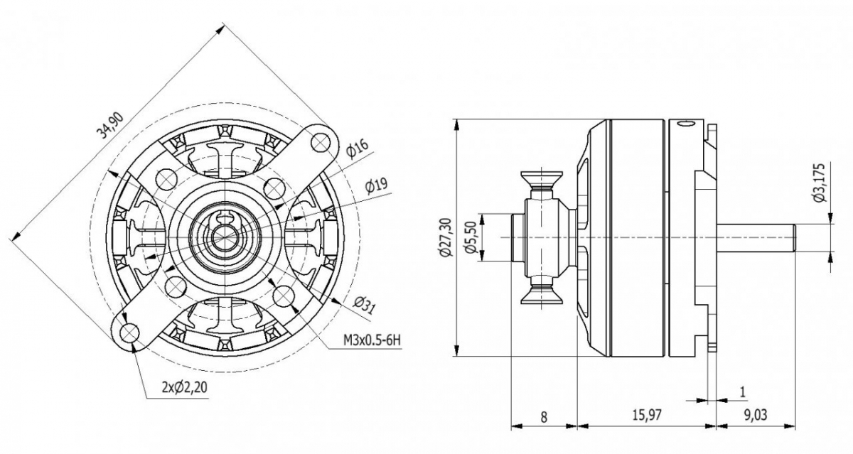 AXI 2204/54 V2 střídavý motor