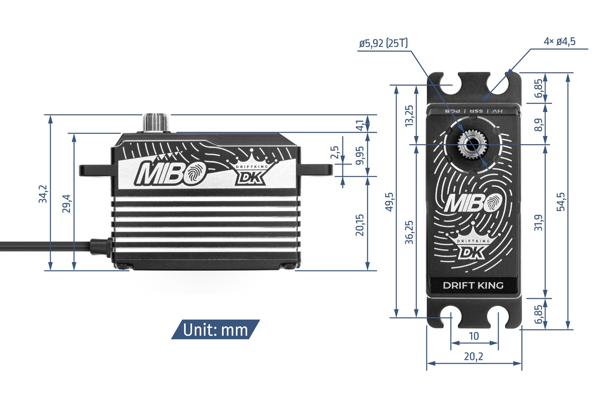 MIBO Drift King Alu Black LP Programmable (RWD Drift Spec/33.0kg/8.4V) Brushless Servo