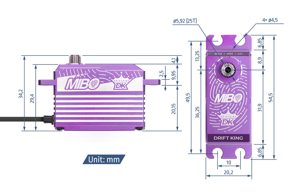 MIBO Drift King Alu Purple LP Programmable (RWD Drift Spec/33.0kg/8.4V) Brushless Servo