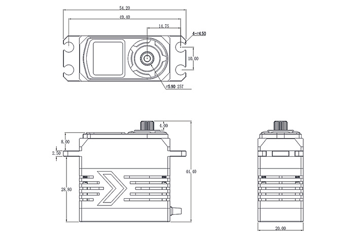 BH922S SSR HiVOLT BRUSHLESS Digital servo (22 kg-0,055s/60°)