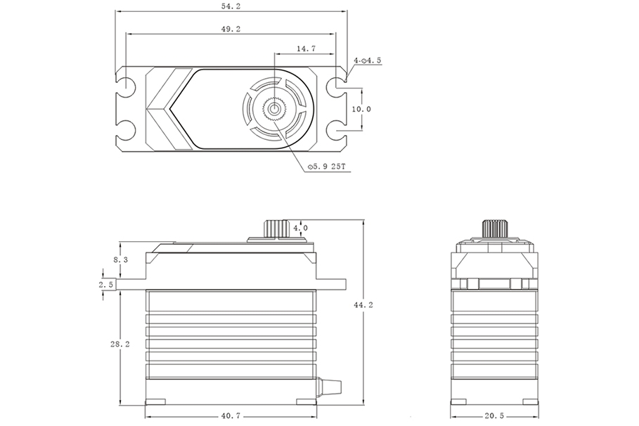 T55 HiVOLT CORELESS Digital servo (55 kg-0,19s/60°)