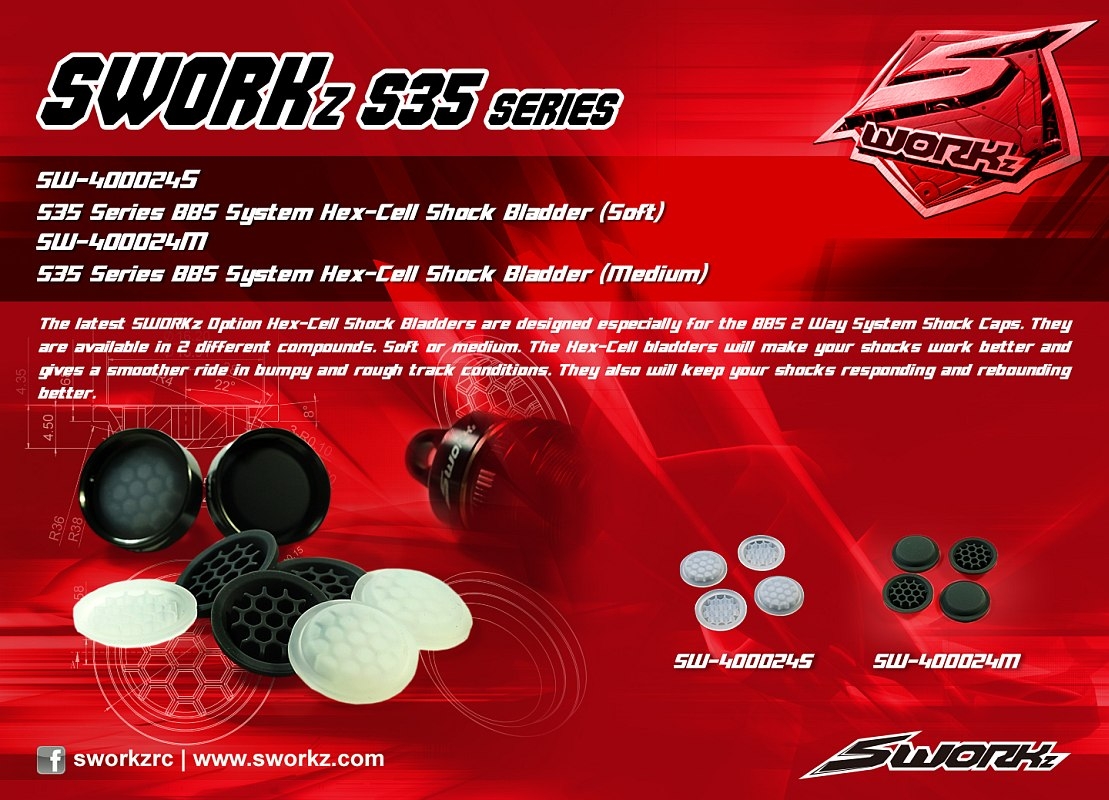 SWORKz BBS System vrchní membrány olejových tlumičů, plásty, MEDIUM, 4 ks